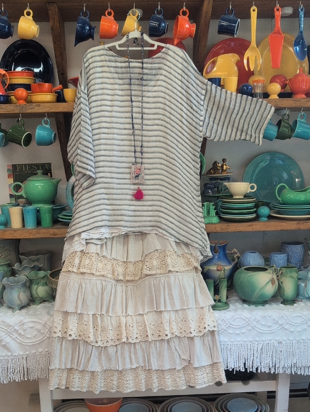 "NWOT"Paper Lace 100% Wide Weave Linen Tunic